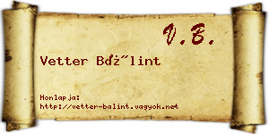 Vetter Bálint névjegykártya